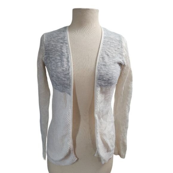 Closet Space Large Gray White Stretch Open Front Cardigan Sweater - Picture 2 of 6
